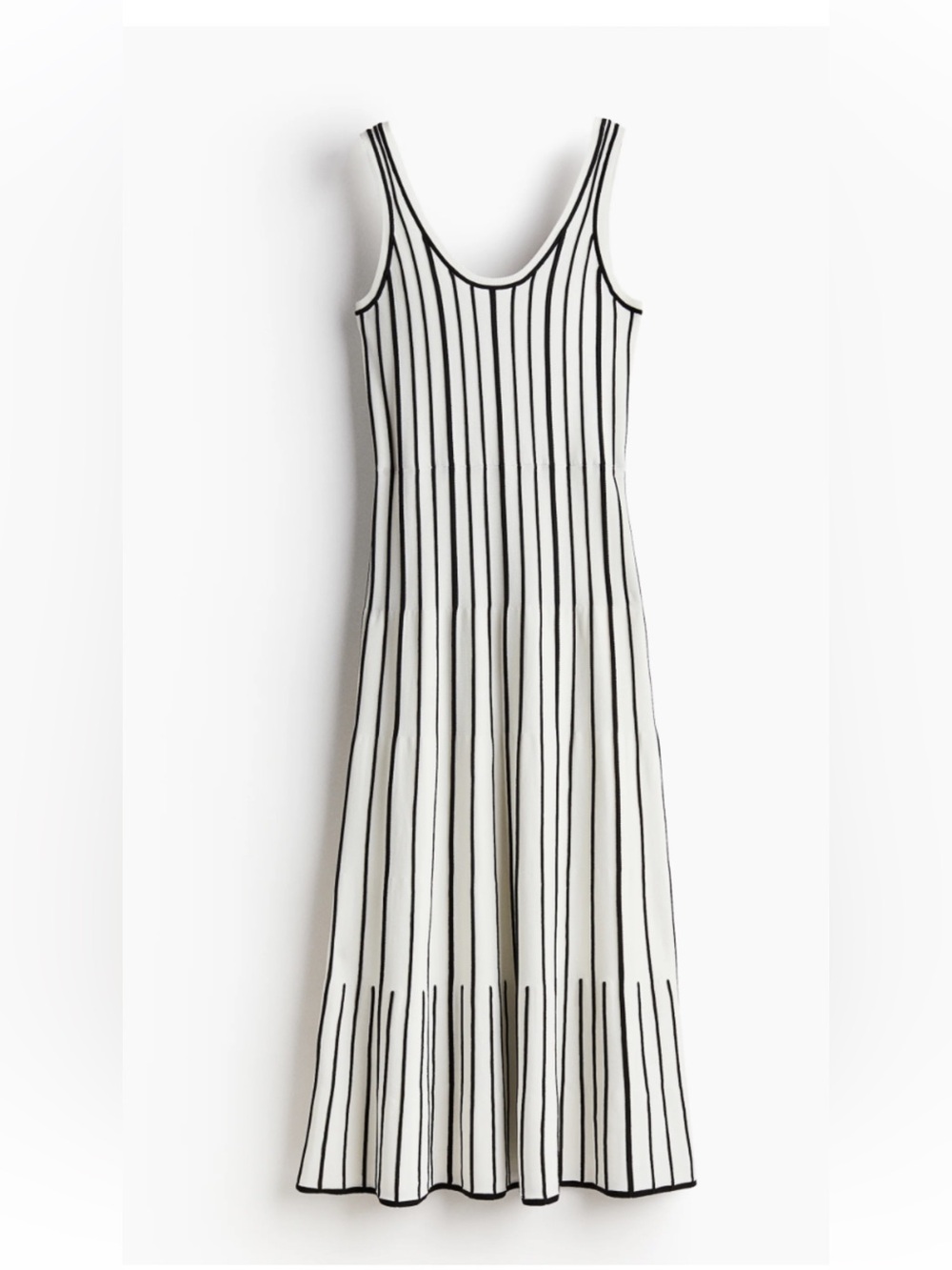H&M Black and White striped Knitted Midi Dress